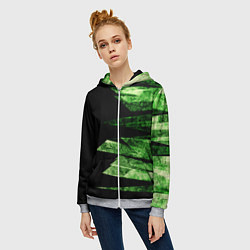 Толстовка на молнии женская Color green black, цвет: 3D-меланж — фото 2