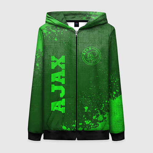 Женская толстовка на молнии Ajax - green gradient вертикально / 3D-Черный – фото 1