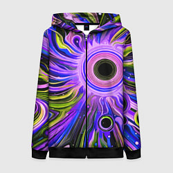 Женская толстовка на молнии Абстрактный неоновый космос - чёрная дыра