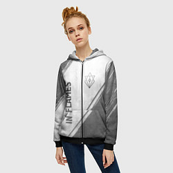 Толстовка на молнии женская In Flames - white gradient вертикально, цвет: 3D-черный — фото 2