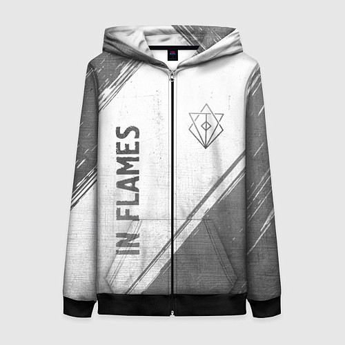 Женская толстовка на молнии In Flames - white gradient вертикально / 3D-Черный – фото 1
