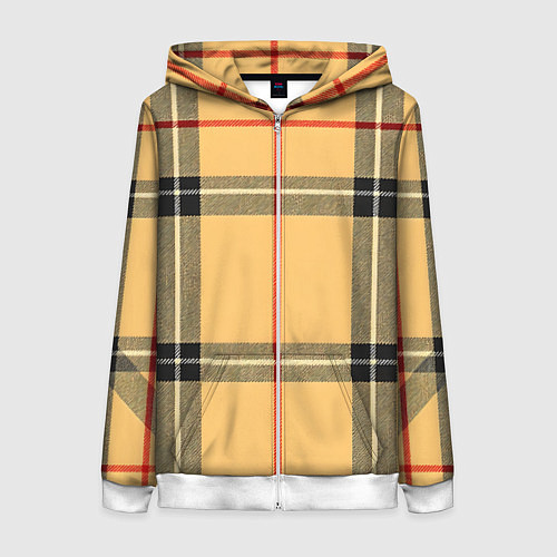 Женская толстовка на молнии Классическая клеточка / 3D-Белый – фото 1