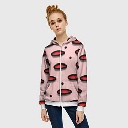 Толстовка на молнии женская Круги маркер - паттерн, цвет: 3D-белый — фото 2