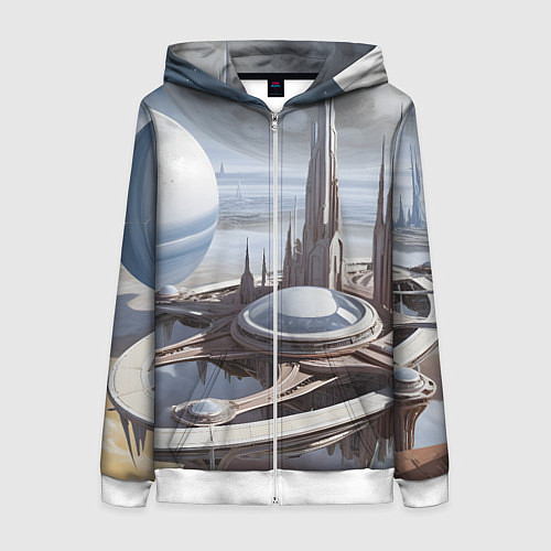 Женская толстовка на молнии Инопланетный город / 3D-Белый – фото 1