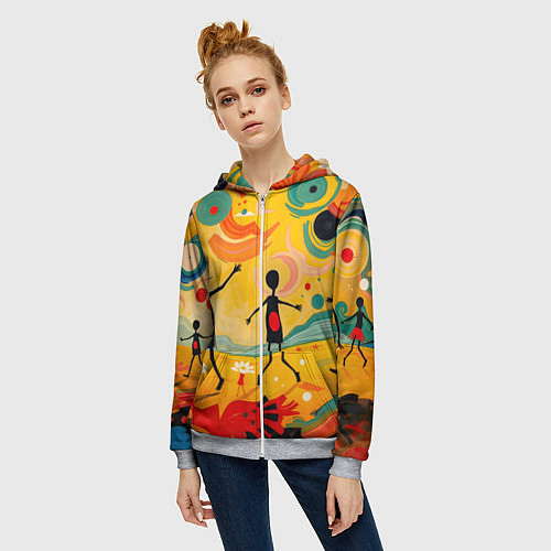 Женская толстовка на молнии Радостные солнечные человечки / 3D-Меланж – фото 3