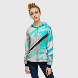 Толстовка на молнии женская Color white light blue, цвет: 3D-черный — фото 2