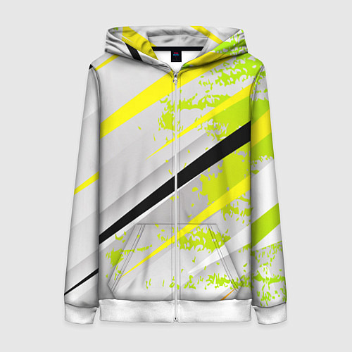 Женская толстовка на молнии Color white light green / 3D-Белый – фото 1
