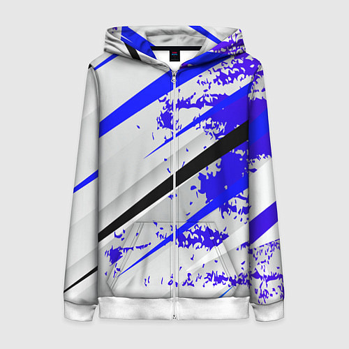 Женская толстовка на молнии Color white blue / 3D-Белый – фото 1