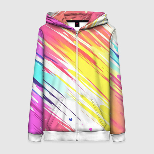 Женская толстовка на молнии Брызги краски на белом фоне / 3D-Белый – фото 1