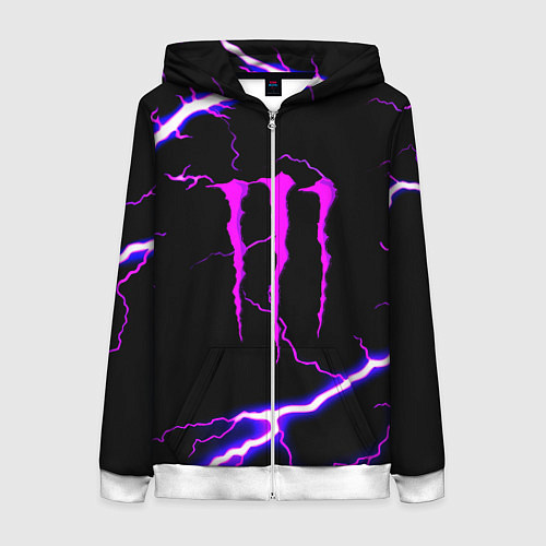 Женская толстовка на молнии Monster energy neon storm / 3D-Белый – фото 1