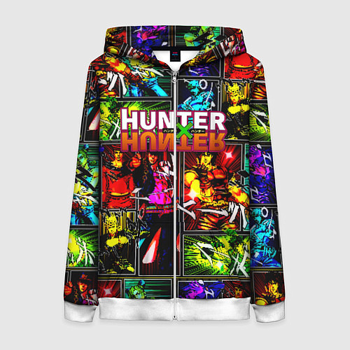 Женская толстовка на молнии Hunter x hunter neon anime / 3D-Белый – фото 1