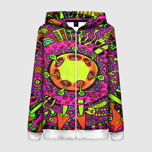 Женская толстовка на молнии Кислотные грибы оптические / 3D-Белый – фото 1