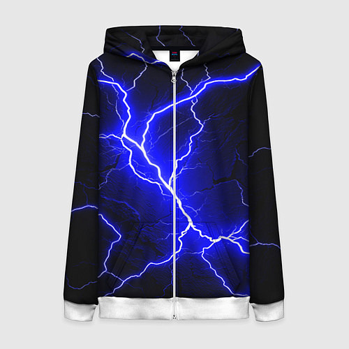 Женская толстовка на молнии Color blue black / 3D-Белый – фото 1