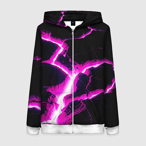Женская толстовка на молнии Color pink black / 3D-Белый – фото 1