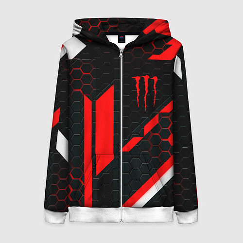 Женская толстовка на молнии Monster energy sport geometry / 3D-Белый – фото 1
