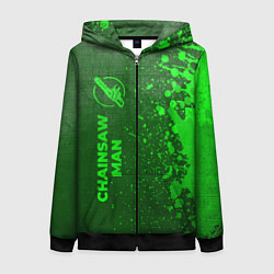 Толстовка на молнии женская Chainsaw Man - green gradient по-вертикали, цвет: 3D-черный