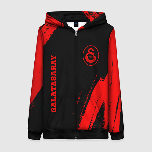 Женская толстовка на молнии Galatasaray - red gradient вертикально / 3D-Черный – фото 1