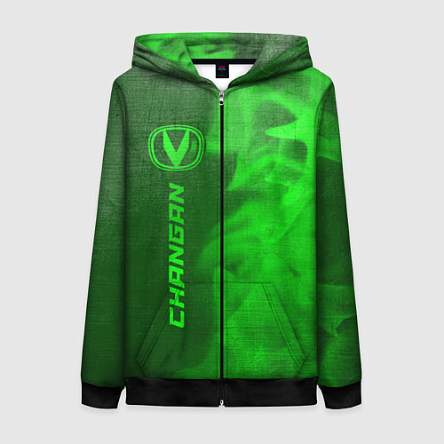 Женская толстовка на молнии Changan - green gradient по-вертикали / 3D-Черный – фото 1