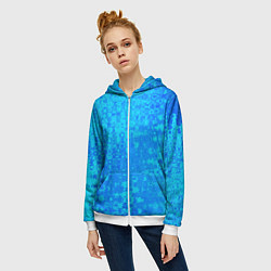 Толстовка на молнии женская Голубой неоновый абстрактная текстура, цвет: 3D-белый — фото 2