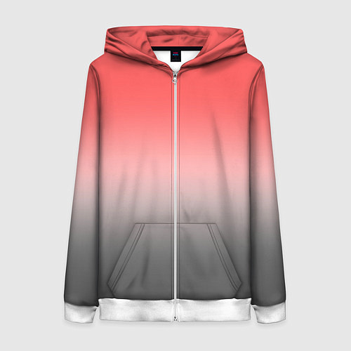 Женская толстовка на молнии Бледный красно-серый градиент / 3D-Белый – фото 1
