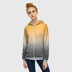 Толстовка на молнии женская Бледный жёлто-серый градиент, цвет: 3D-меланж — фото 2