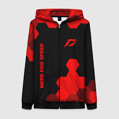 Женская толстовка на молнии Need for Speed - red gradient вертикально / 3D-Черный – фото 1