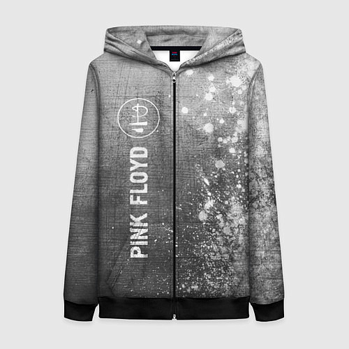 Женская толстовка на молнии Pink Floyd - grey gradient по-вертикали / 3D-Черный – фото 1