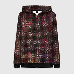 Толстовка на молнии женская Тёмный красный абстрактный мелкий паттерн, цвет: 3D-черный