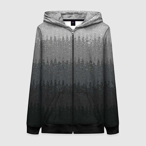 Женская толстовка на молнии Градиент полосами тёмно-серый графитовый / 3D-Черный – фото 1