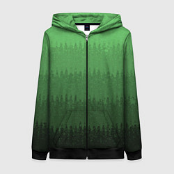 Женская толстовка на молнии Зеленый градиент текстурные полосы