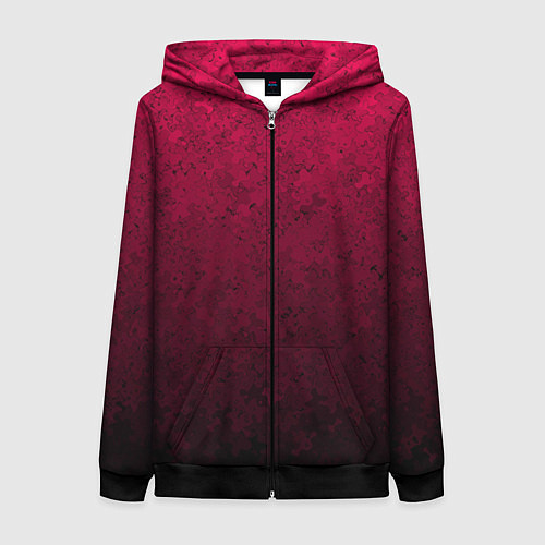 Женская толстовка на молнии Текстурный тёмно-розовый градиент / 3D-Черный – фото 1