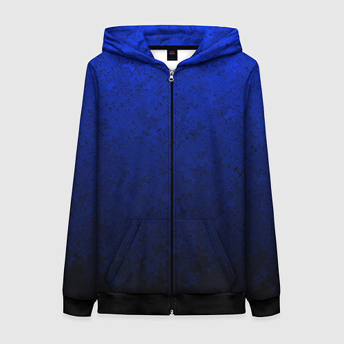 Женская толстовка на молнии Текстурный из синего в чёрный градиент / 3D-Черный – фото 1
