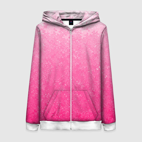 Женская толстовка на молнии Розовый градиент с узором / 3D-Белый – фото 1