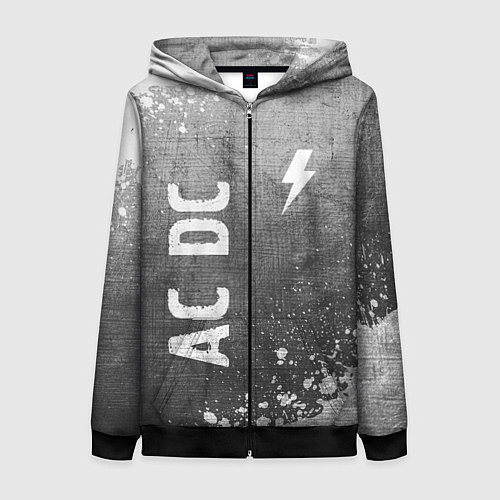 Женская толстовка на молнии AC DC - grey gradient вертикально / 3D-Черный – фото 1