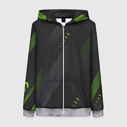 Женская толстовка на молнии Color black green