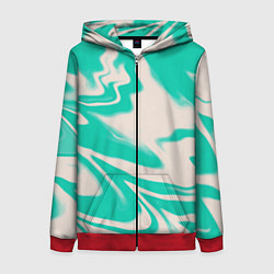 Толстовка на молнии женская Color white turquoise, цвет: 3D-красный