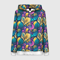 Женская толстовка на молнии Динамическая неоновая абстракция