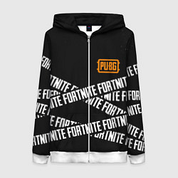 Толстовка на молнии женская Fortnite x pubg, цвет: 3D-белый