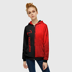 Толстовка на молнии женская Evanescence - red gradient по-вертикали, цвет: 3D-черный — фото 2