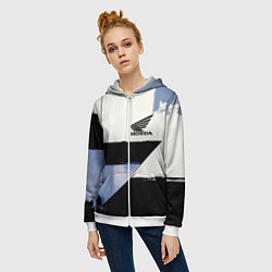 Толстовка на молнии женская Honda логотип, цвет: 3D-белый — фото 2