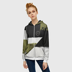 Толстовка на молнии женская Merсedes Benz логотип, цвет: 3D-белый — фото 2