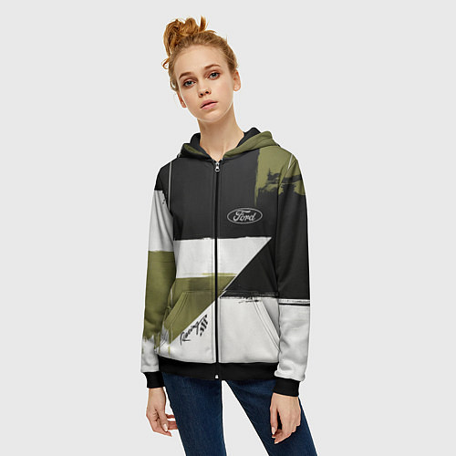 Женская толстовка на молнии Ford эмблема / 3D-Черный – фото 3