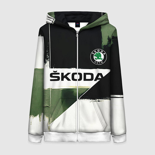 Женская толстовка на молнии Skoda логотип / 3D-Белый – фото 1