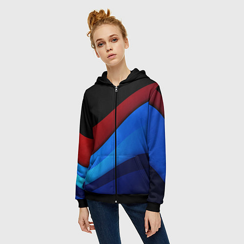 Женская толстовка на молнии Multicoloured / 3D-Черный – фото 3