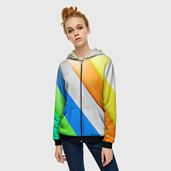 Толстовка на молнии женская Striped, цвет: 3D-черный — фото 2