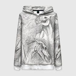 Женская толстовка на молнии Черепа лошадей - эскиз