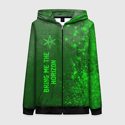 Толстовка на молнии женская Bring Me the Horizon - green gradient по-вертикали, цвет: 3D-черный