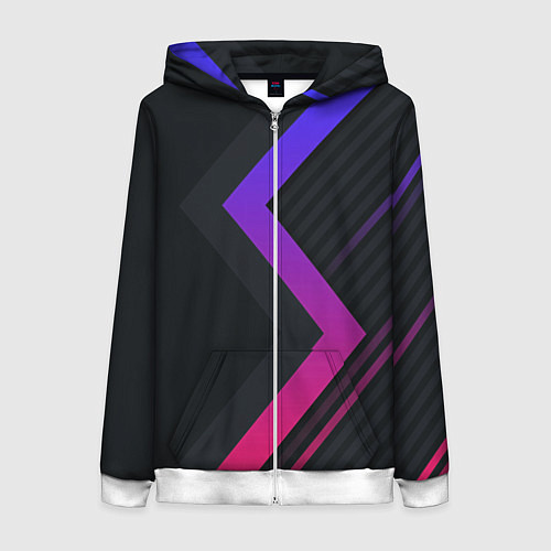 Женская толстовка на молнии Color black line / 3D-Белый – фото 1