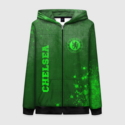 Женская толстовка на молнии Chelsea - green gradient вертикально