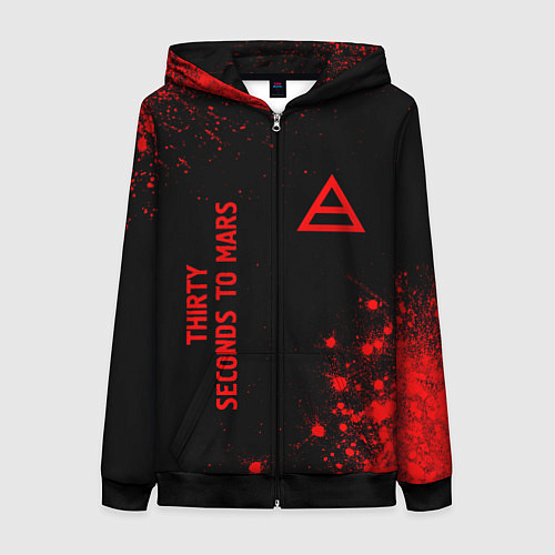 Женская толстовка на молнии Thirty Seconds to Mars - red gradient вертикально / 3D-Черный – фото 1